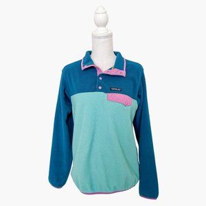 Patagonia Synchilla Snap-T Women's Small Blue Colorblock Fleece Pullover Jacket